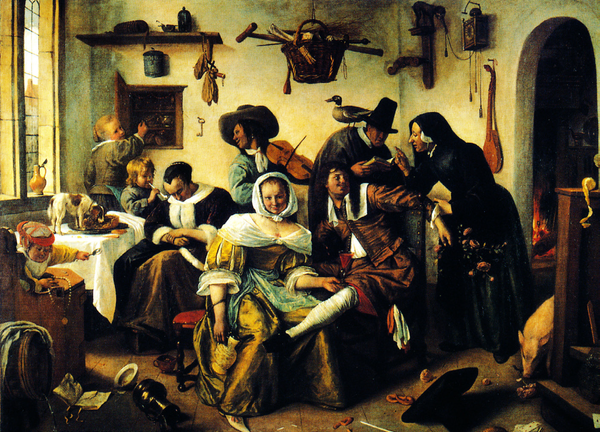 얀 스텐, 사치를 조심하라, 1663캔버스에 유채, 105x145cm, 빈 미술사박물관