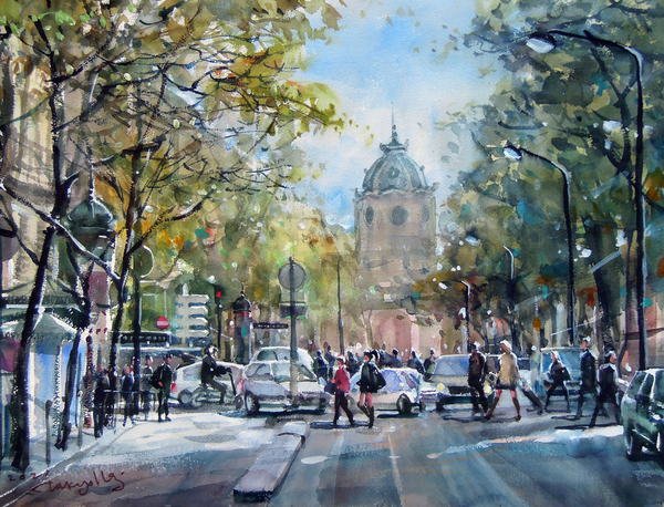 Boulevard de Sébastopol, Paris파리, 66 x 51 cm, watercolor on paper, 2021