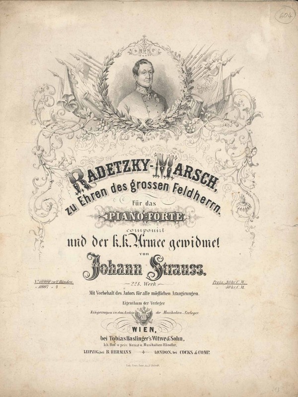 Radetzky March by Johann Strauss Sr, cover sheet, 1848