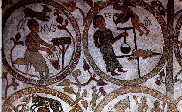 Tree of life – Pantaleone – 1163-1165- Zodiac - Mosaic Floor  Interior of the cathedral – Otranto-  Apulia- Italy