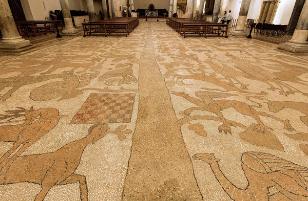 Tree of life – Pantaleone – 1163-1165- Mosaic Floor  Interior of the cathedral - Otranto, Apulia, Italy