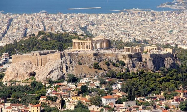 Athens. Aerial view of the city with the Acropolis and the Parthenon