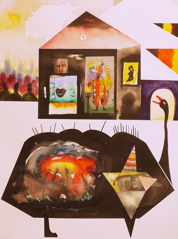 David Lehmann, Heimatlied (Home Song), 2021, Aquarelle, ink, and gouache 