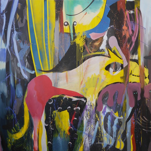 David Lehmann, My Unfair Lady, 2021, Dispersion and oil on canvas, 200x200 _