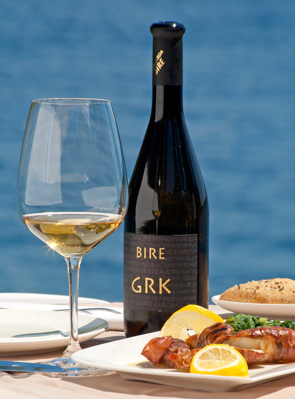 ​Grk from Bire winery, Korčula island, Croatia. The bottle label recalls the probable Greek origin of this wine​