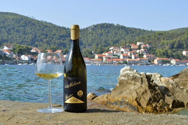 Pošip white wine in Korčula Island, Croatia