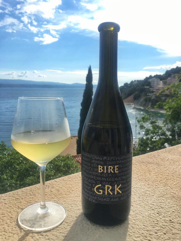 Grk from Bire winery, Korčula island, Croatia. The bottle label recalls the probable Greek origin of this wine