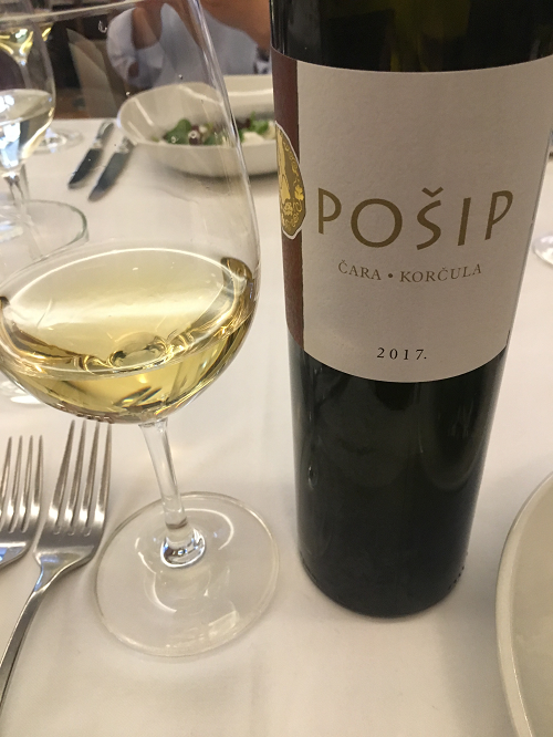 A bottle of Pošip from Čara, Korčula island, Croatia