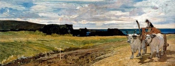 Giovanni Fattori – Bovi al carro- Florence Italy