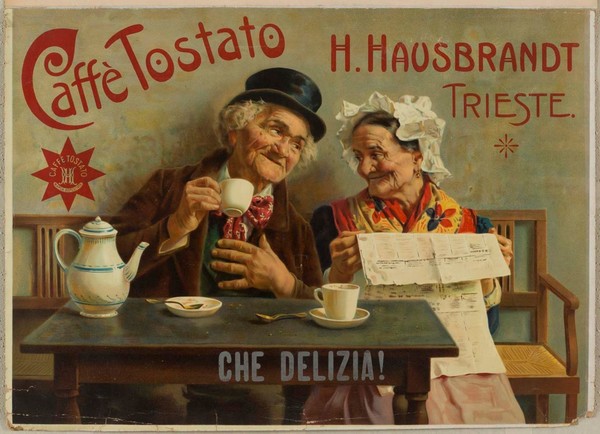 Trieste- One of the first advertisements for Hausbrandt Coffee- 1900