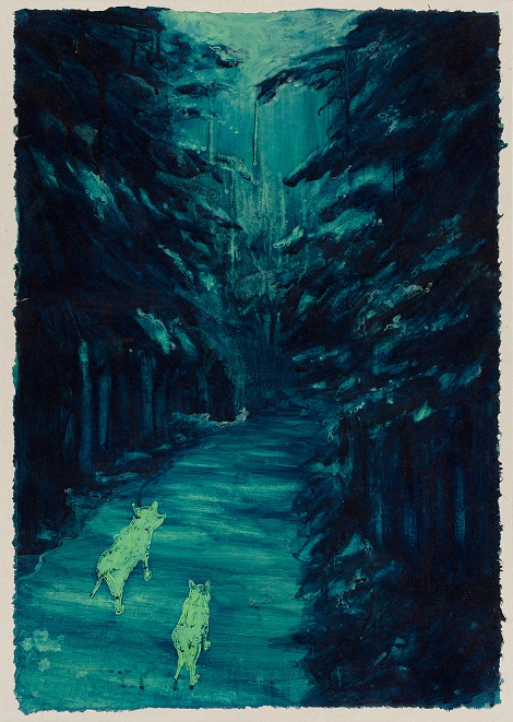 야견 (野犬)-expression 2, 2019, 장지에 혼합재료, 80x56.5cm