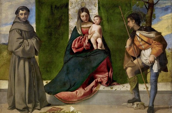 Tiziano- Madonna and Child with St Anthony of Padua and St Roch- 1510- Prado Museum- Madrid- Spain