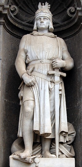 Statue of the emperor Frederick II Hohenstaufen, (1194~1250). Royal Palace of Napoli, Italy.