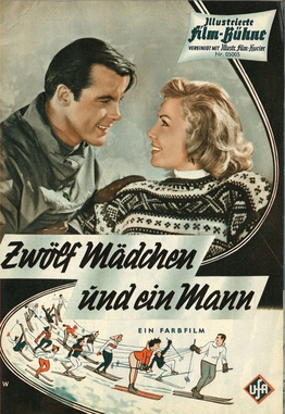 1959 Austrian comedy film 'Twelve Girls and One Man' poster. Starring Tony Sailer.