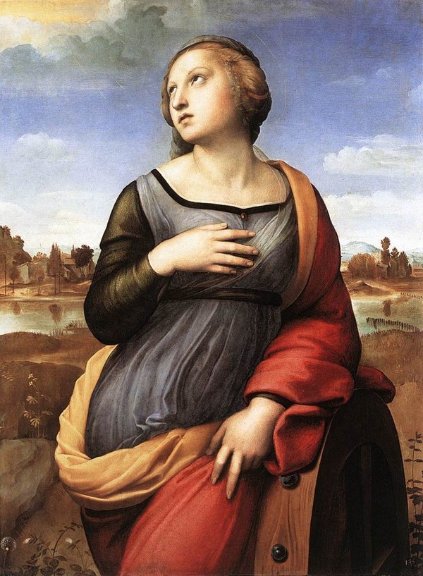 Saint Catherine of Alexandria, 1507, possibly echoes the pose of Leonardo's Leda