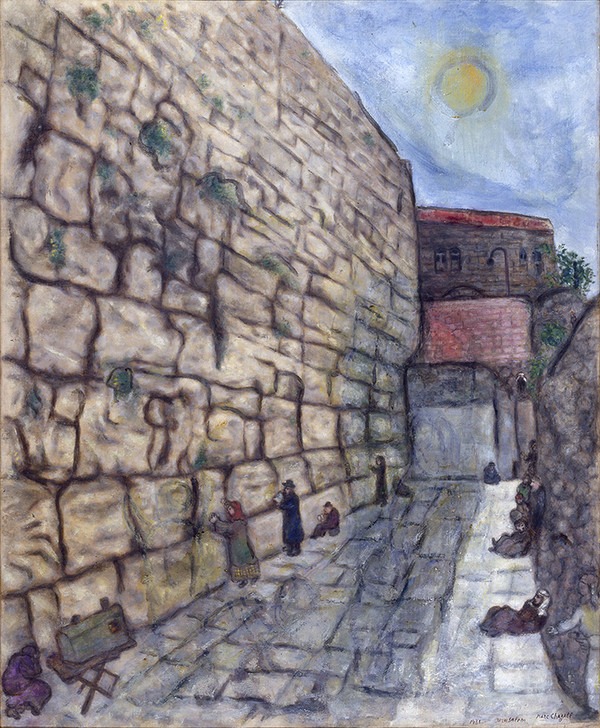 Marc Chagall, Jérusalem, le mur des lamentations, 1931, huile et gouache sur toile, 100 x 81.2 cm, © Marc Chagall / ADAGP, Paris – SACK, Seoul, 2021