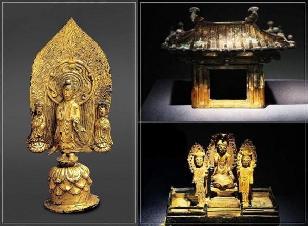 국보 계미명금동삼존불입상과 금동삼존불감