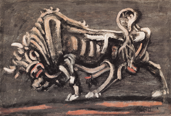 이중섭, 황소, 1953, 종이에 에나멜과 유채, 35.5×52cm 서울미술관 소장