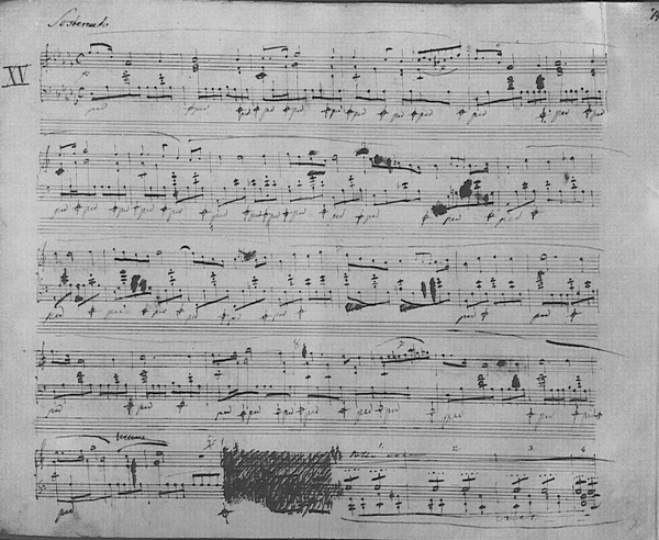 Autograph of the first page of his Prelude No. 15, the Raindrop