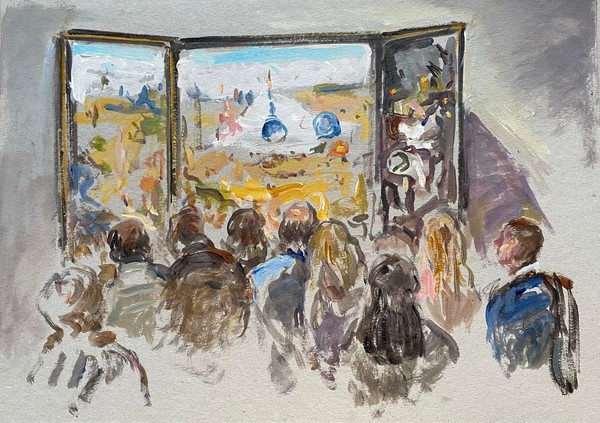 Gloria Munoz, The Garden of Earthly Delights – Prado Museum, 43x30cm, Mix media on hard paper, 2022