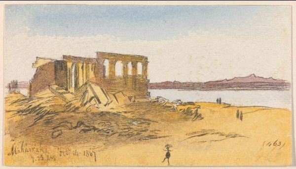 Edward Lear, Maharraka, 7.25 am, 14 February 1867 (463). Al-Maharraqa (1867). Courtesy Yale Center for British Art, Gift of Donald C. Gallup, Yale BA 1934, PhD 1
