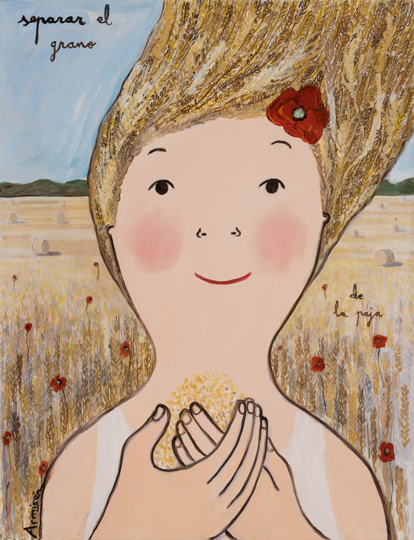 Seperate the grain, Oil on canvas, 116 × 89 cm © 2022, Eva Armisen, All rights reserved