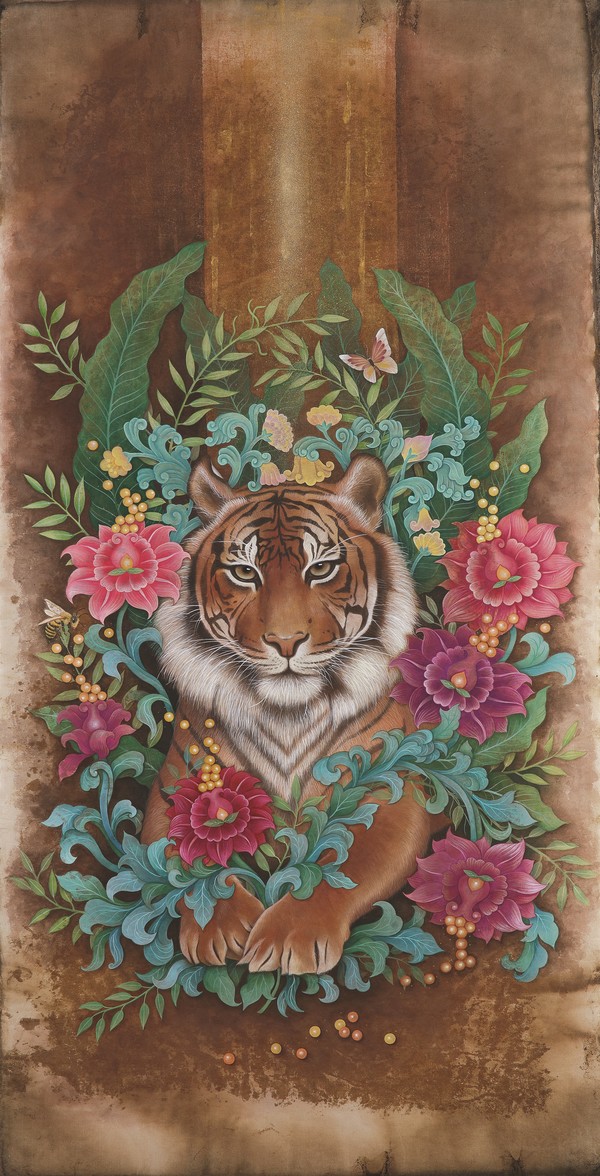 이라금, Contentment, 2021, 장지에 혼합재료, 142x74cm