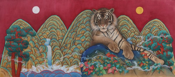 이라금, 자적 III, 2022, 순지에 혼합재료, 91x207cm