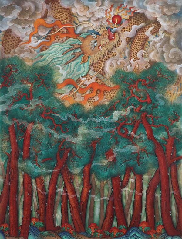 이라금, 비승, 2021, 순지에 혼합재료, 123x95cm