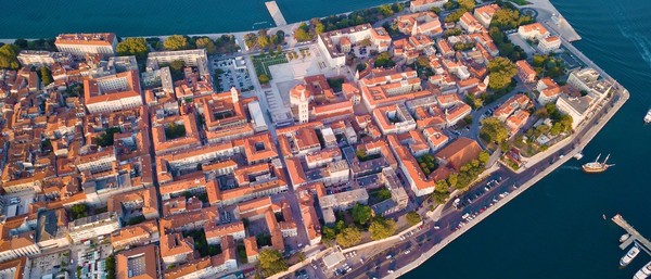 zadar old town peninsula aerial