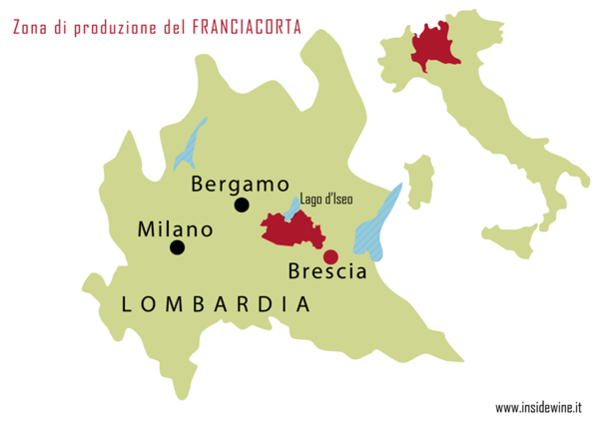 The territory of Franciacorta between the Iseo Lake and the city of Brescia. Photo Credits www.insidewine.it