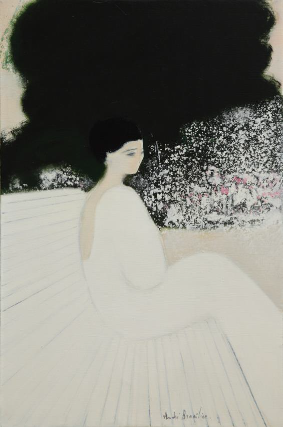 흰색 벤치에 앉아 있는 여인, 1980, 81X54,Oil on canvas ⓒ 앙드레 브라질리에​