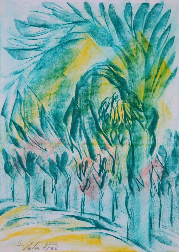 승연례, Palm tree, 2022, 종이에 크레용,  42x29.7cm(8호)