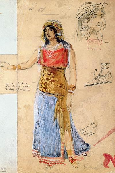 Costume design for the role of Isolde, in the opera Tristan und Isolde