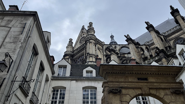Impasse Saint-Eustache, a street ending on the Church of Saint Eustache, where houses blends with the Church walls structure.