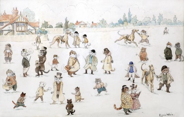 Louis Wain, At the Cat-Town Races, Pen ink and watercolour 11 ½ x 18 inches