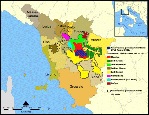 The various areas of the Chianti wine region. Tuscany, Italy. Photo Credits: CC BY 2.5 www.wikipedia.org
