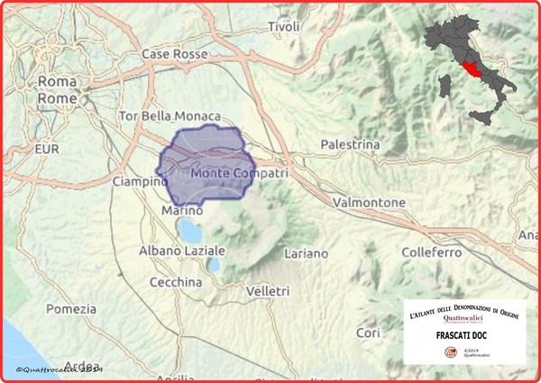Frascati DOC wine area, about thirty km southeast of Rome. Photo Credits: www.quattrocalici.it