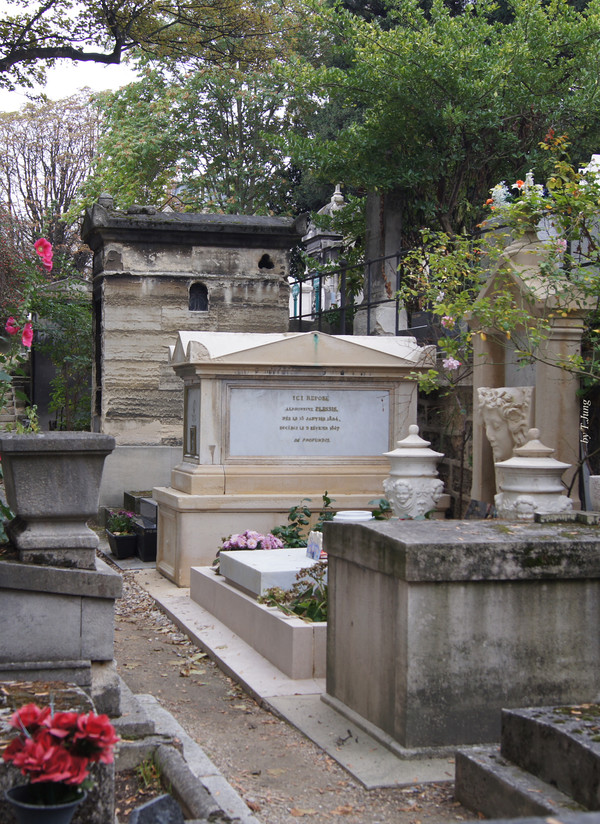 몽마르트르 묘지 안 알퐁신 플레시의 묘소(가운데)