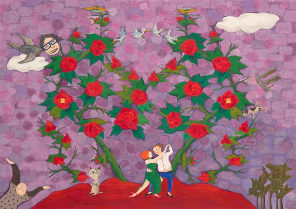 Love fantasy 장지콜라주&수간분채  162.4x112cm 2023