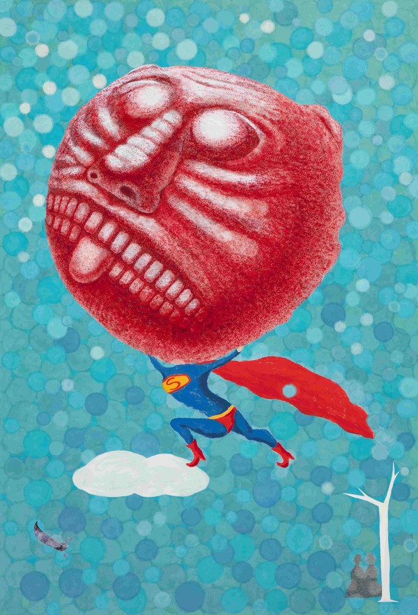 Superman 장지콜라주&수간채색 09.5x162.5cm  2023