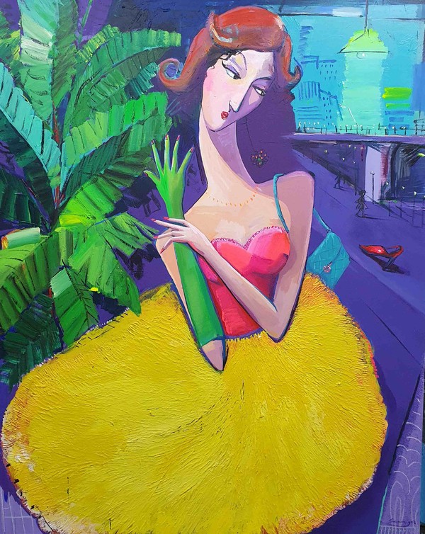 정혜승, 화려한외출 162.2cmX130.3cm acrylic on canvas 2023