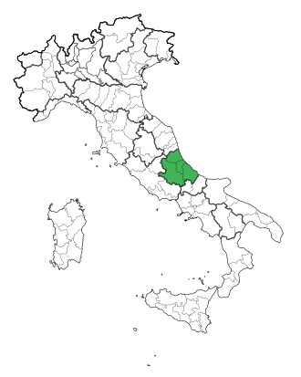 Abruzzo region (marked in green) in central Italy. Photo Credits: www.wikipedia.org