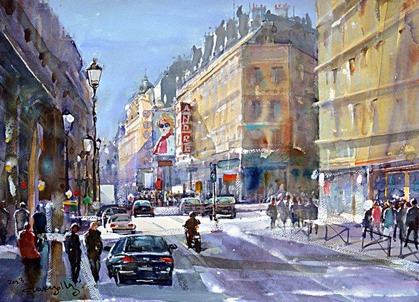 Métropolitain, station Châtelet à Paris, 75.5 x 55.5cm, watercolor on paper~