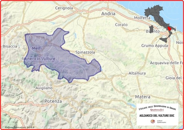 Aglianico del Vulture DOC wine comes from the northern part of the Basilicata region. Photo Credits: www.quattrocalici.it