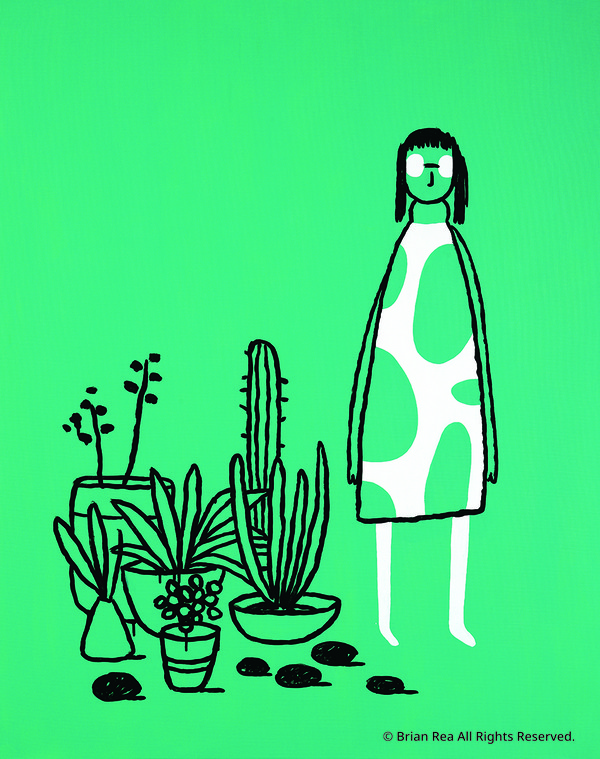 PLANT LOVERS 식물 애호가 Acrylic and ink on linen 90cm x 115 cm 2023 ⓒ Brian Rea