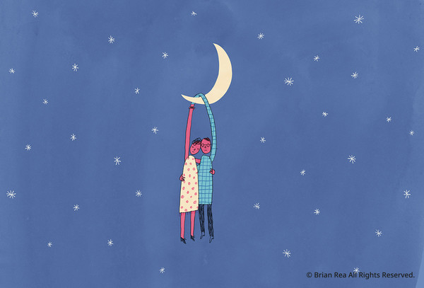 OVER THE MOON 저 달 넘어 Pancil and ink on paper with digital finish 2020 ⓒ Brian Rea