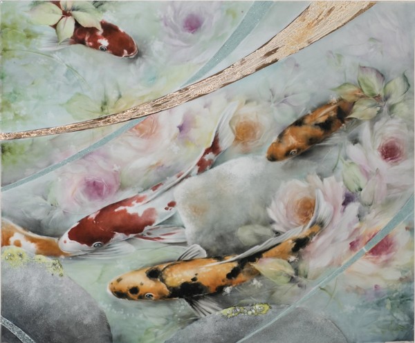 정중동(靜中動) 3_60X50cm_Painting on Ceramic_1230℃,800℃,900℃,유리,돌가루,골드_2018