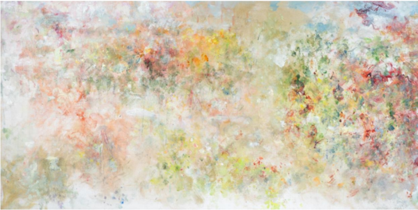 Myonghi Kang, Jardin public à Taipei, 2023, Oil on Canvas, 50 x 100 cm
