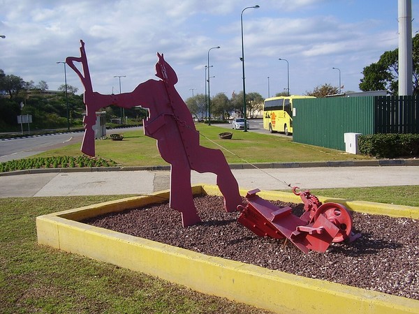 A sculpture by Igael Tumarkin inspired by Death of a Loyalist Soldier. wikipedia